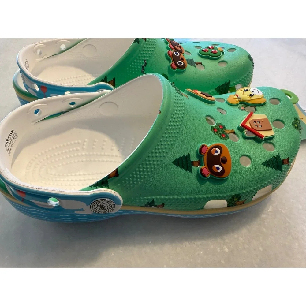 Crocs Animal Crossing Clog Kids J5 Green Nintendo New Horizons Jibbitz 210113